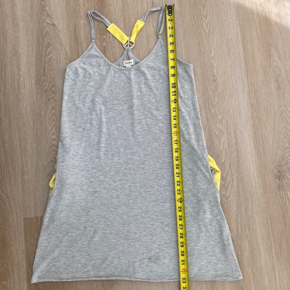 Olsenboye Gray Peace Sign Racerback Mini Dress XL Yellow Contrast Jersey Knit - Picture 8 of 8